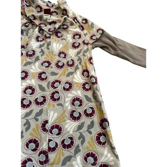 Tea Collection Girl Multicolor 100% Cotton Long Sleeve Fit & Flare Dress Size L - Picture 3 of 8